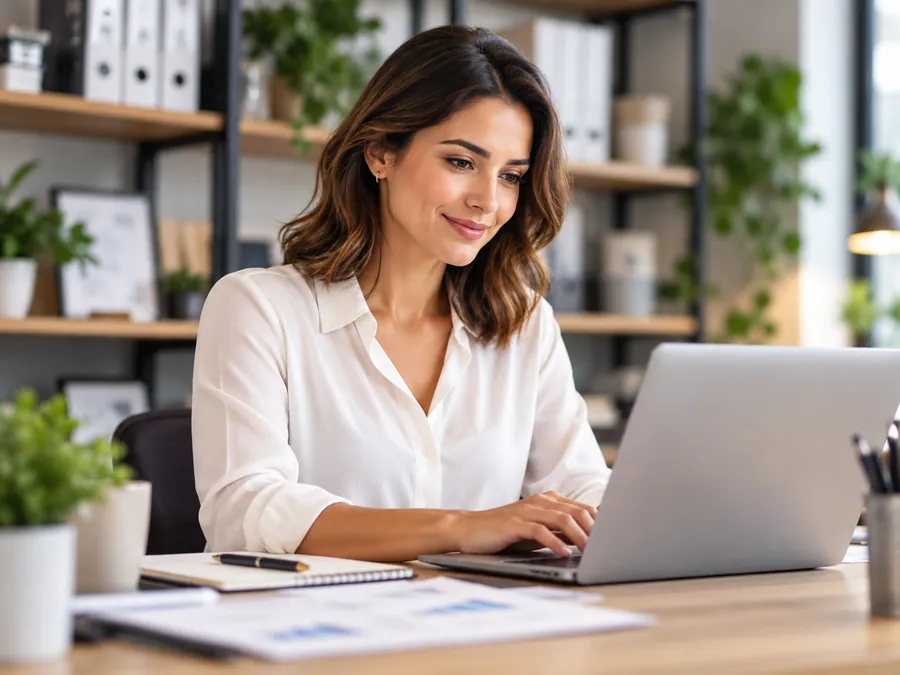 Profesional gestionando sus finanzas en un ordenador